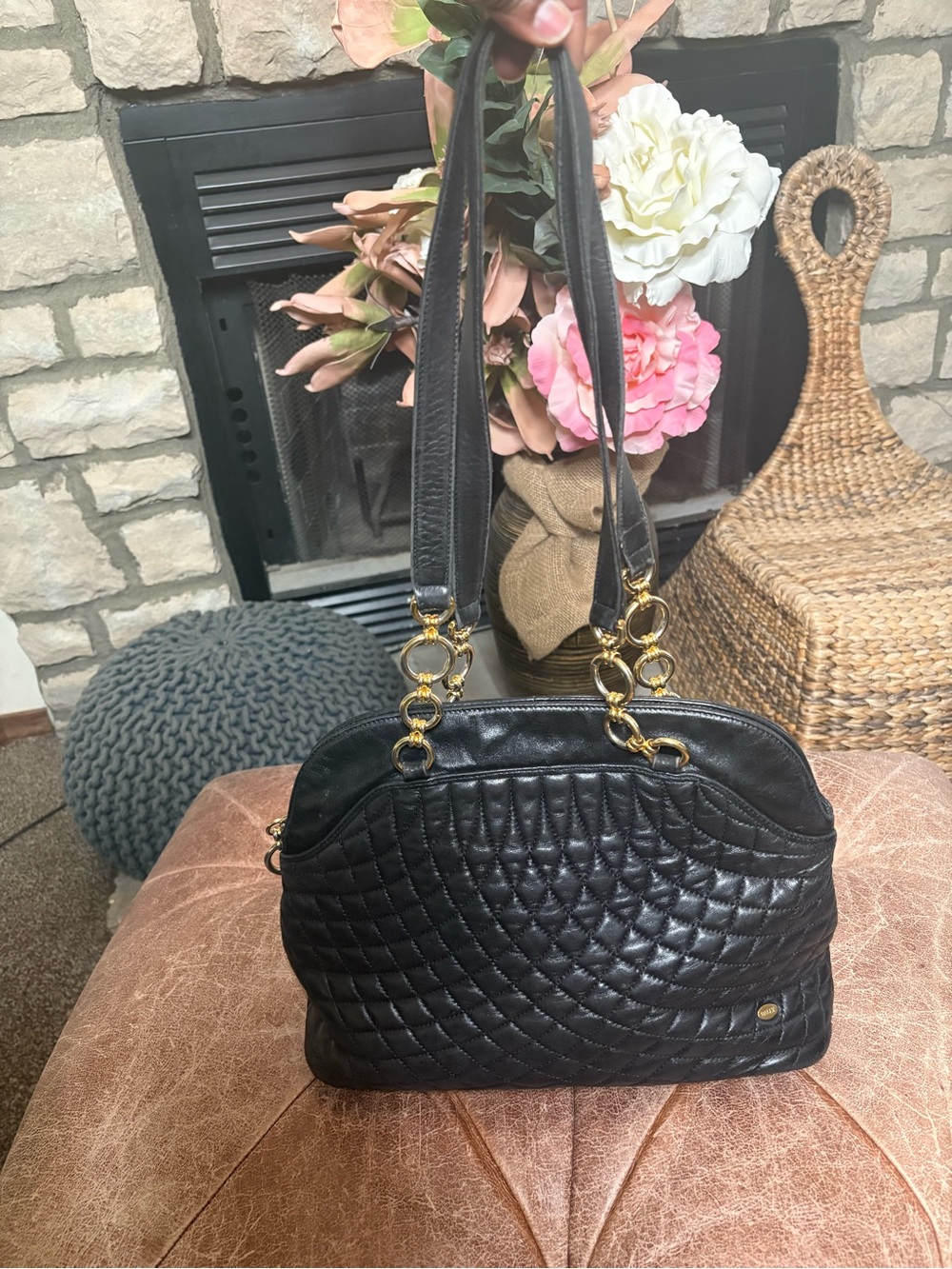 Vintage Bally quilted leather shoulder bag